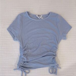 PRINCESS POLLY BLUE TIE SIDE CROP TEE RIBBED ADDISON TOP size: 0